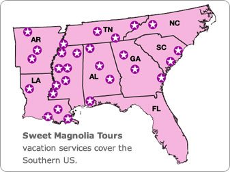 Sweet Magnolia Tours vacation services cover the Southern US. Click here to learn more.